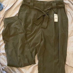 Express, high rise ankle paper bag pants
